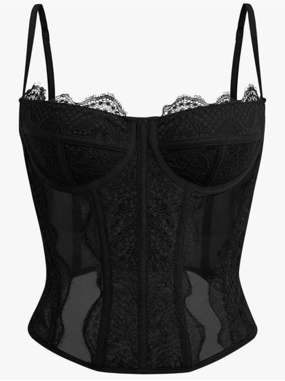 Black Lace Bustier Corset Top - Women Intimates & Sleepwear M - Picture 3 of 6